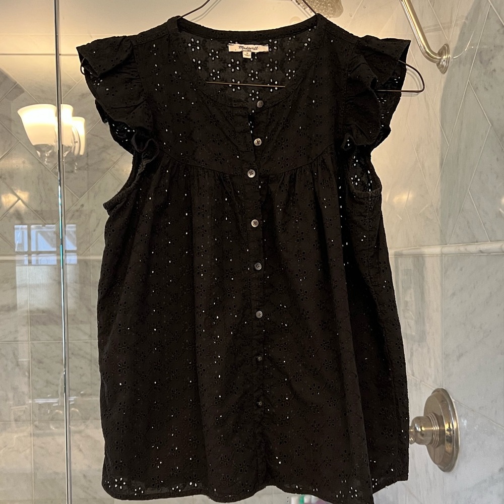 Madewell eyelet shirt with ruffle sleeves